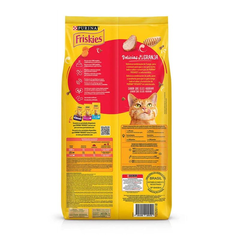 Ra  o Seca Friskies para Gatos Adultos Del cias da Granja 10 1kg 1
