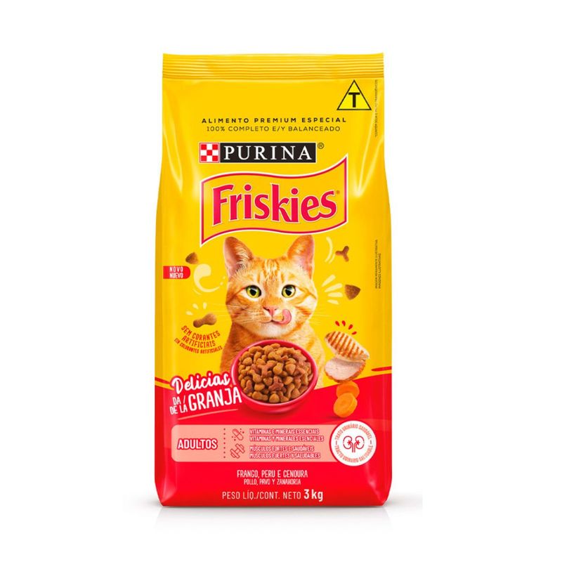 Ra  o Seca Friskies para Gatos Adultos Del cias da Granja 3kg 0