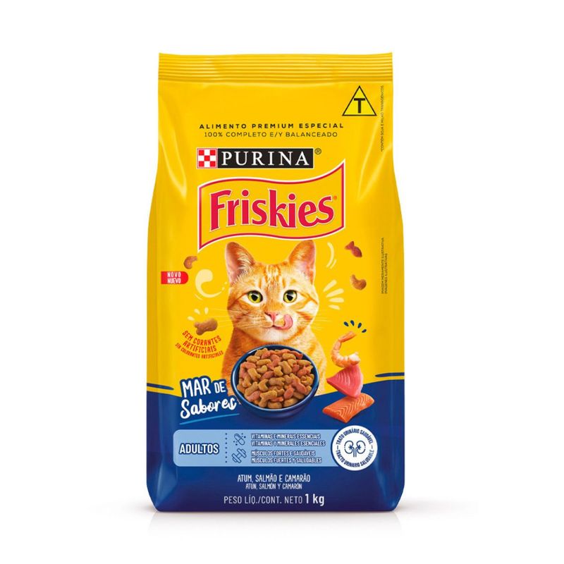 Ra  o Seca Friskies para Gatos Adultos Mar de Sabores 1kg 0