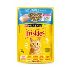 Ração Úmida Friskies para Gatos Adultos Peixe Branco ao Molho Sachê 85g