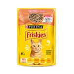 Ra  o  mida Friskies para Gatos Adultos Salm o ao Molho Sach  85g 0