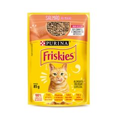 Ração Úmida Friskies para Gatos Adultos Salmão ao Molho Sachê 85g