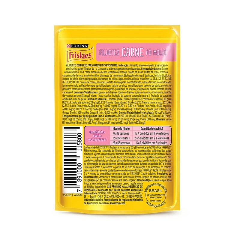 Ra  o  mida Friskies para Filhotes Carne ao Molho Sach  85g 1