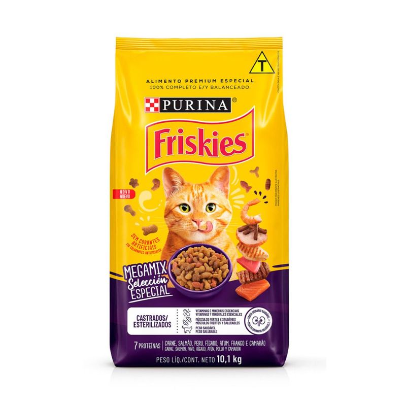 Ra  o Seca Friskies para Gatos Adultos Castrados Megamix 10 1kg 0
