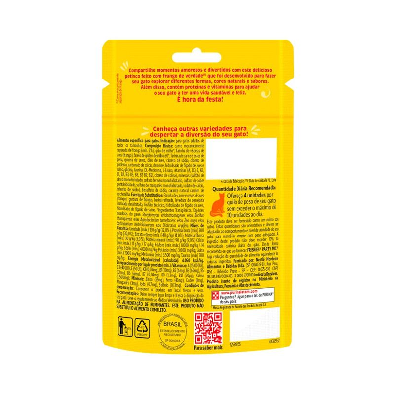 Petisco Friskies Party Mix para Gatos Adultos Cordeiro  Carne Su na e Carne 40g 1