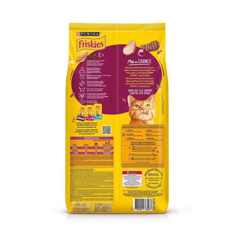 Ra  o Seca Friskies para Gatos Adultos Castrados Mix de Carne 10 1kg 1