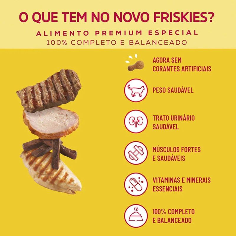 Ra  o Seca Friskies para Gatos Adultos Castrados Mix de Carne 1kg 2