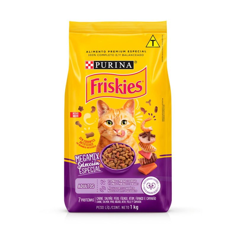 Ra  o Seca Friskies para Gatos Adultos Megamix 1kg  0
