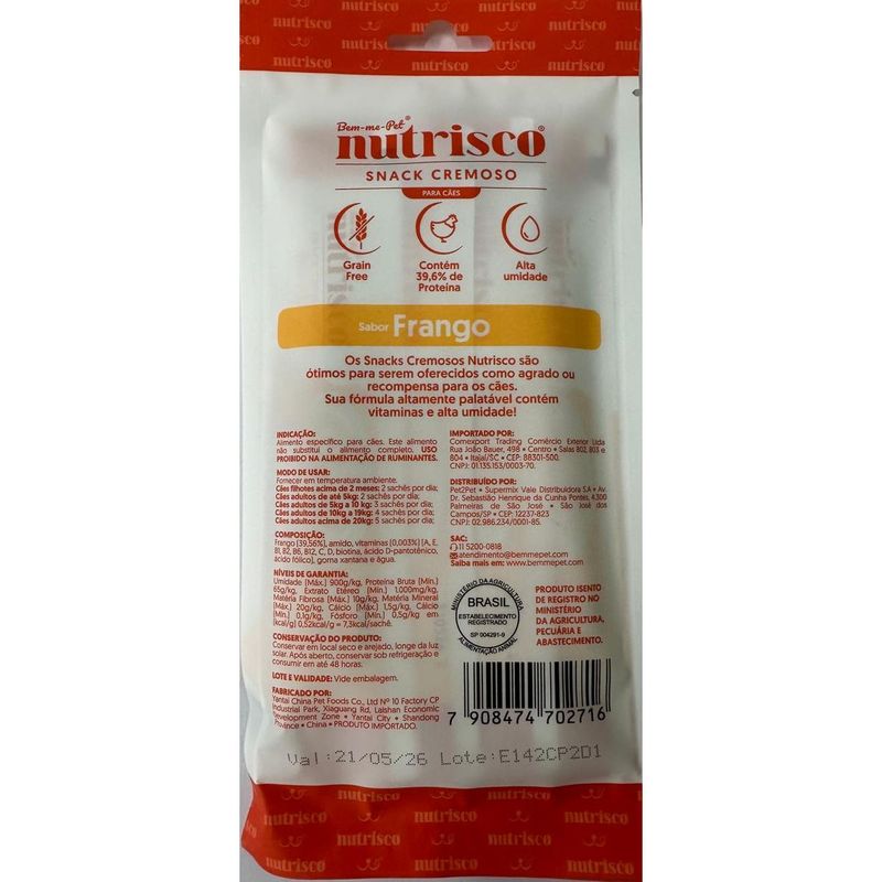 Petisco Nutrisco para C es Frango - Pacote com 04 unidades de 14g cada 2