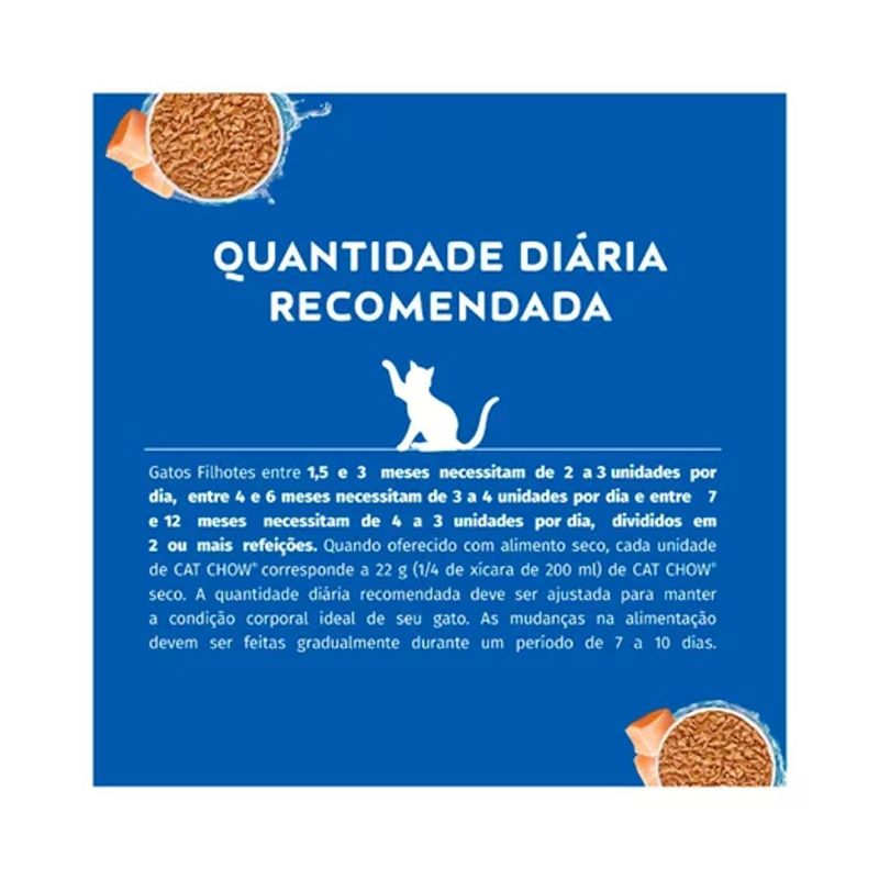 Ra  o  mida Cat Chow para Gatos Filhotes Defense Hydro Frango ao Molho Sach  85g 3