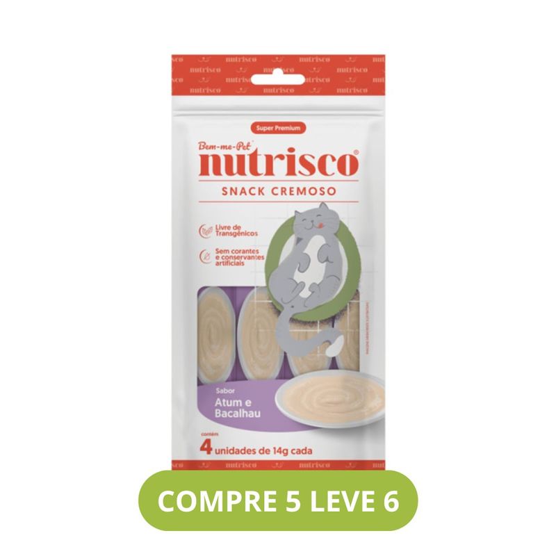 Petisco Nutrisco para Gatos Adultos Atum e Bacalhau - Pacote com 04 unidades de 14g cada 0