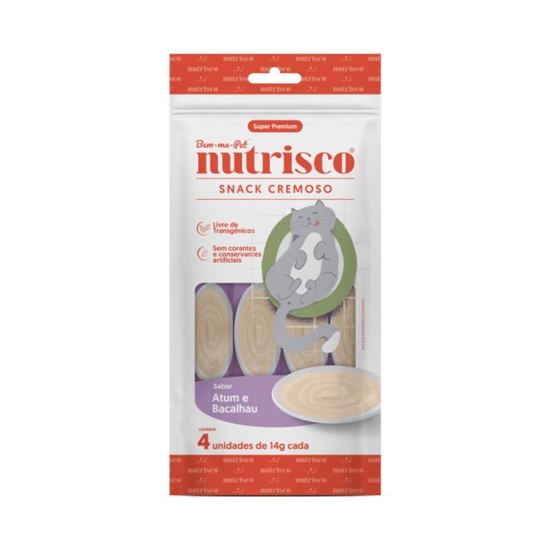 Petisco Nutrisco para Gatos Adultos Atum e Bacalhau - Pacote com 04 unidades de 14g cada 1