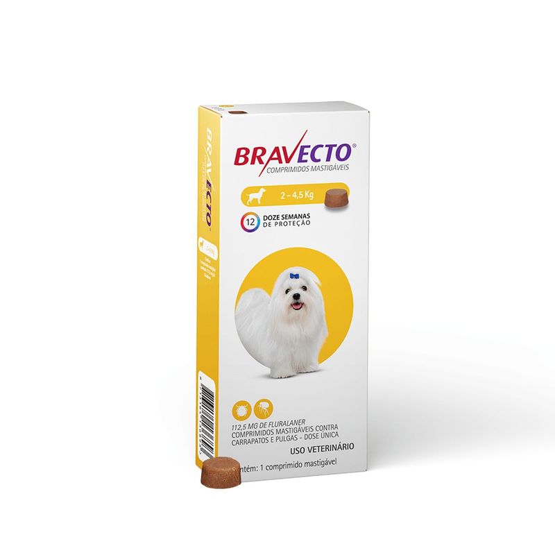 Antipulgas e Carrapatos Bravecto  C es 2 a 4 5kg 112 5mg 1 Comp  Mastig vel MSD Sa de Animal 0