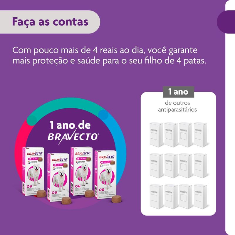 Antipulgas e Carrapatos Bravecto  C es 40 a 56kg 1400mg 1 Comp  Mastig vel MSD Sa de Animal 12