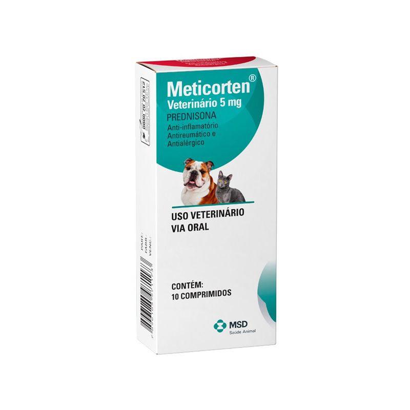 Anti-Inflamat rio MSD Meticorten para C es e Gatos 5mg - Cont m 10 comprimidos 0