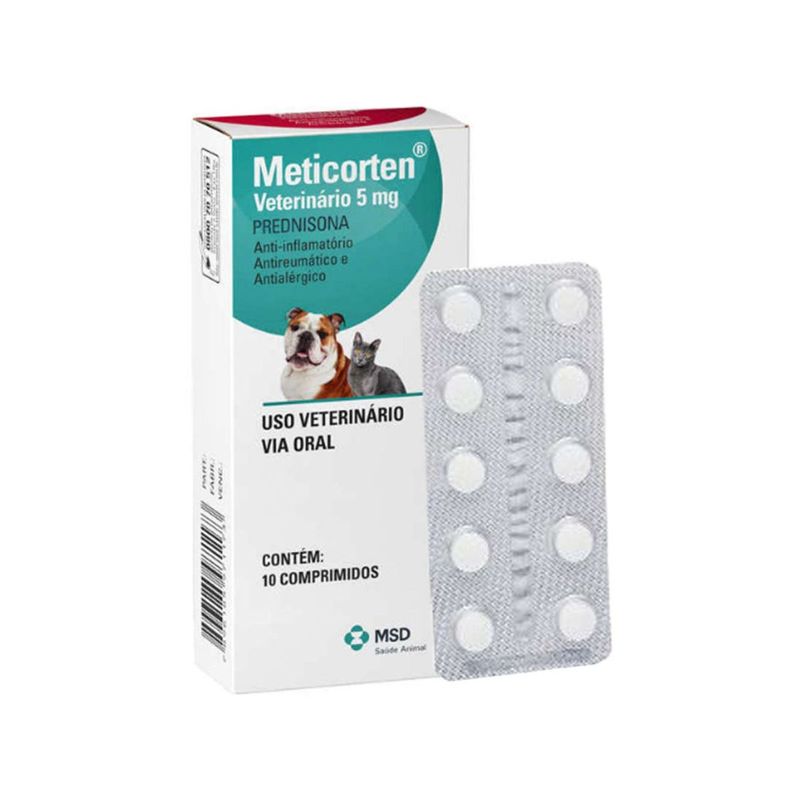 Anti-Inflamat rio MSD Meticorten para C es e Gatos 5mg - Cont m 10 comprimidos 1