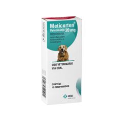 Anti-Inflamatório MSD Meticorten para Cães 20mg - Contém 10 comprimidos