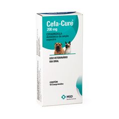 Antibiótico MSD Cefa Cure para Cães e Gatos 200mg - Contém 10 comprimidos