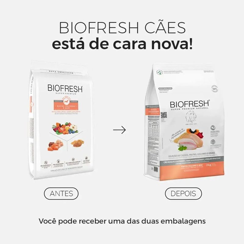 Ra  o Seca Biofresh para C es Adultos Castrados Porte Mini e Pequeno Carne 3kg 12