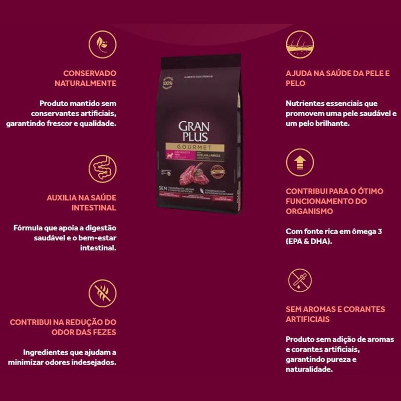 Ra  o Seca GranPlus Gourmet para C es Adultos Porte Mini Ovelha e Arroz 3kg 3