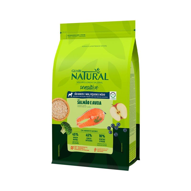 Ra  o Seca Guabi Natural Sensitive para C es Adultos Porte Mini  Pequeno e M dio Salm o e Aveia 10 1kg 1