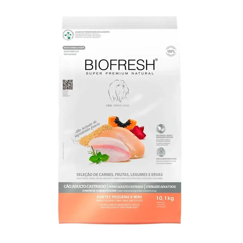 Ra  o Seca Biofresh para C es Adultos Castrados Porte Mini e Pequeno Carne 10 1kg 1