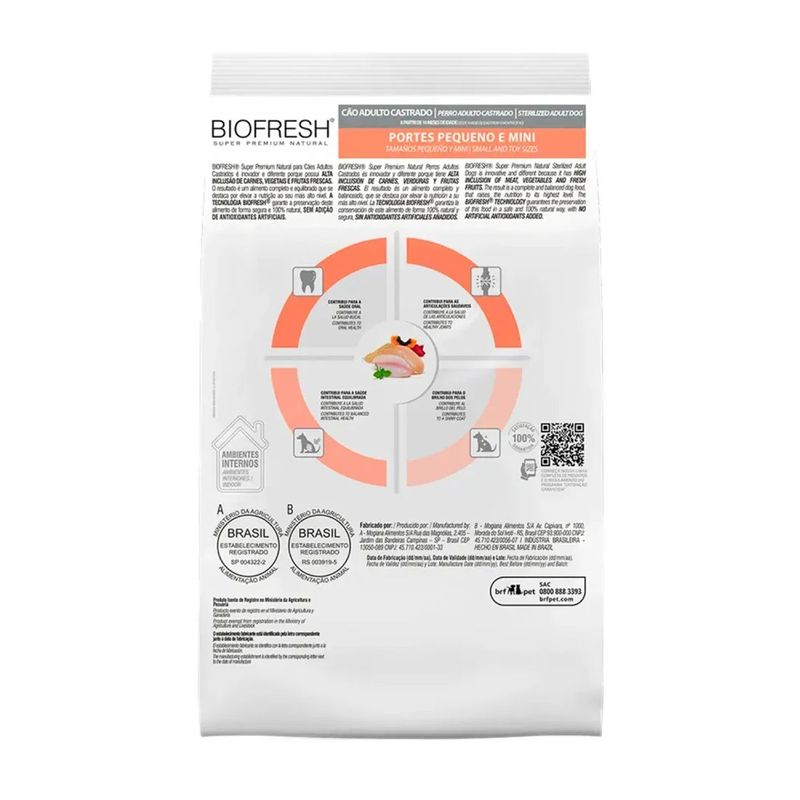 Ra  o Seca Biofresh para C es Adultos Castrados Porte Mini e Pequeno Carne 10 1kg 2