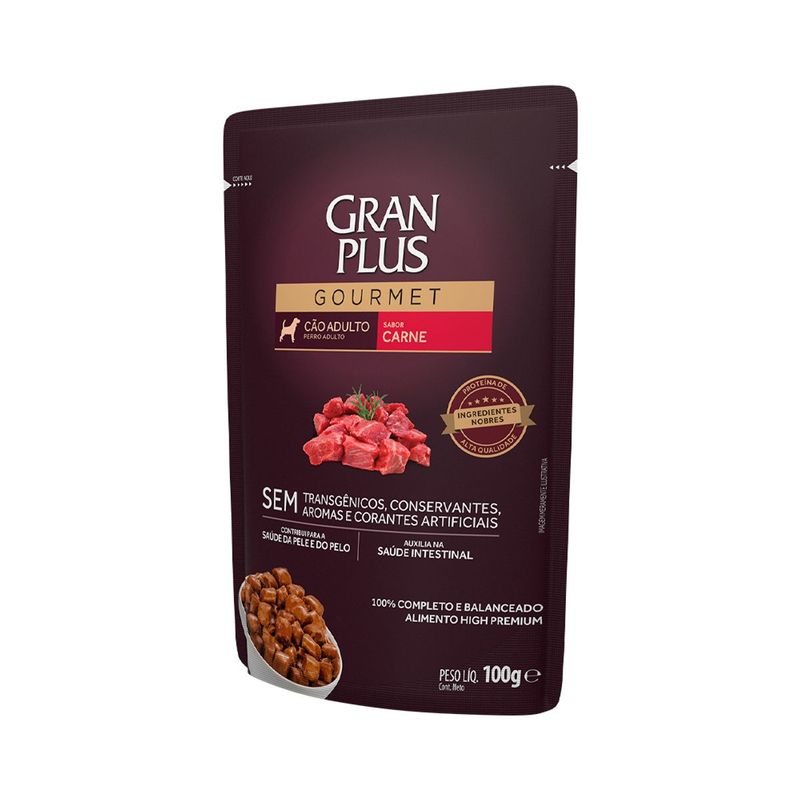 Ra  o  mida GranPlus Gourmet para C es Adultos Carne 100g 1