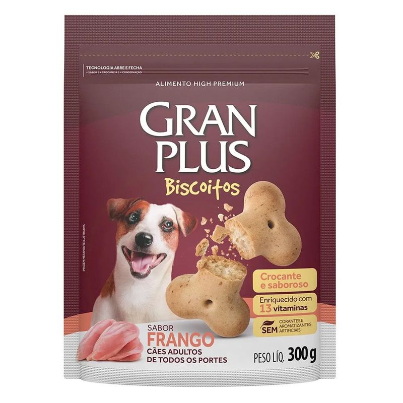 Biscoito GranPlus para C es Adultos Frango 300g 0