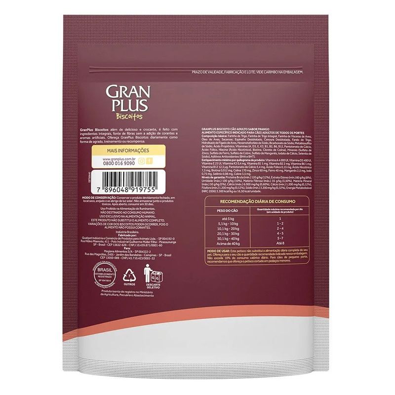 Biscoito GranPlus para C es Adultos Frango 300g 1