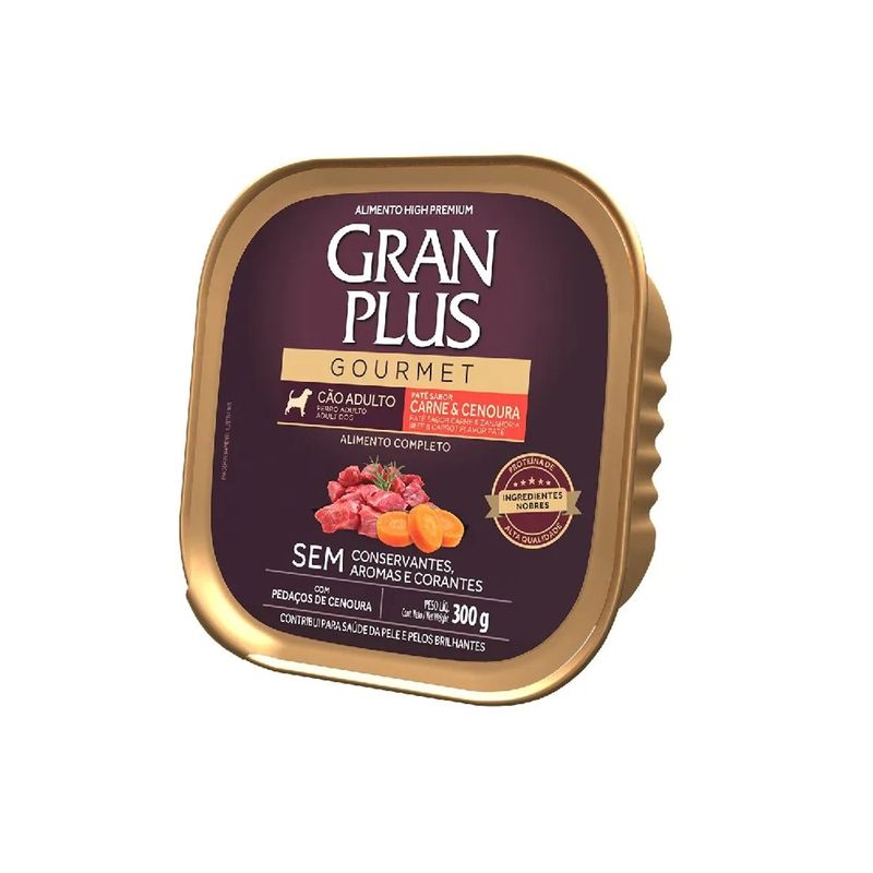 Ra  o  mida GranPlus Gourmet Pat  para C es Adultos Carne e Cenoura 300g 0