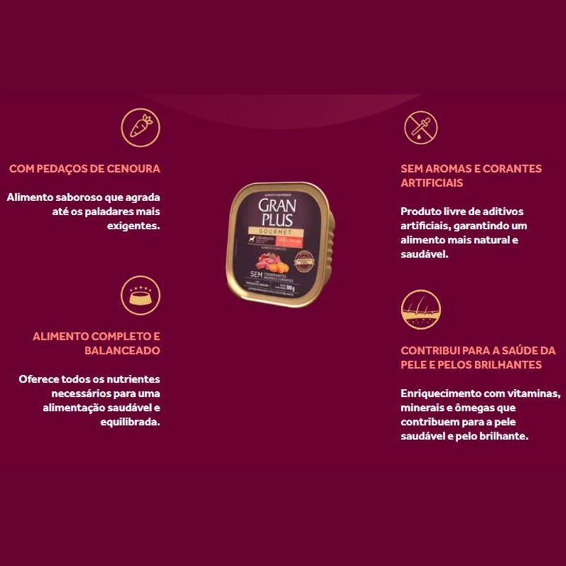 Ra  o  mida GranPlus Gourmet Pat  para C es Adultos Carne e Cenoura 300g 2