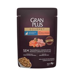 Ração Úmida GranPlus Gourmet para Gatos Adultos Castrados Salmão e Frango 85g