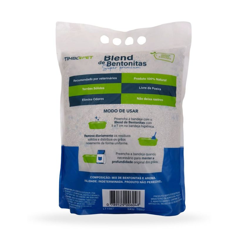 Areia Higi nica Timb Pet Blend de Bentonitas Super Premium Natural para Gatos 4kg 4