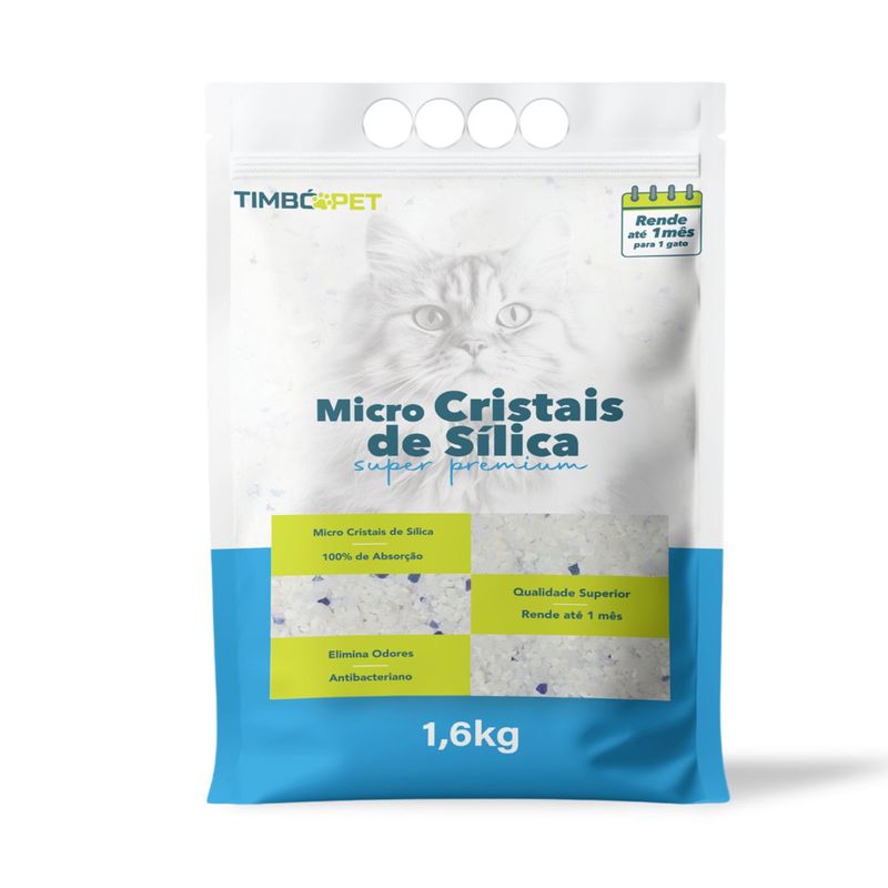 Areia Higi nica Timb Pet Micro Cristais S lica Super Premium para Gatos 1 6kg 0
