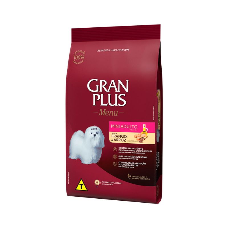 Ra  o Seca Granplus Menu para C es Adultos Porte Mini Frango e Arroz 3kg 1