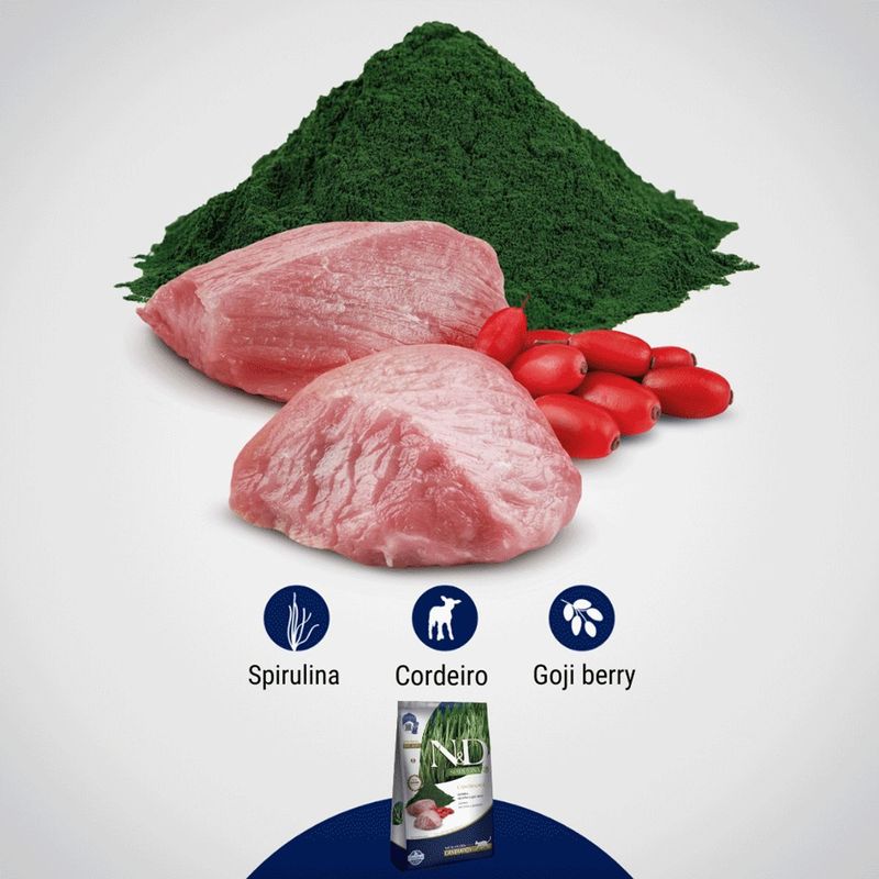Ra  o Seca N D Spirulina para Gatos Adultos Castrados Cordeiro  Spirulina e Goji Berry 1 5kg 7