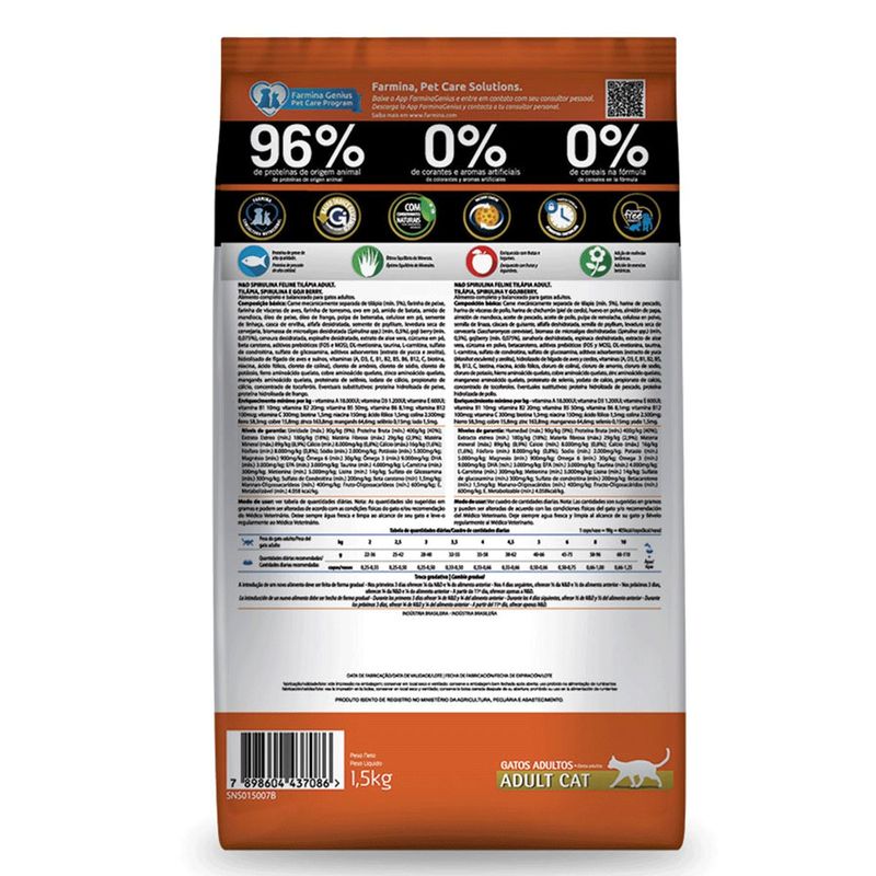 Ra  o Seca N D Spirulina para Gatos Adultos Til pia  Spirulina e Goji Berry 1 5kg 4