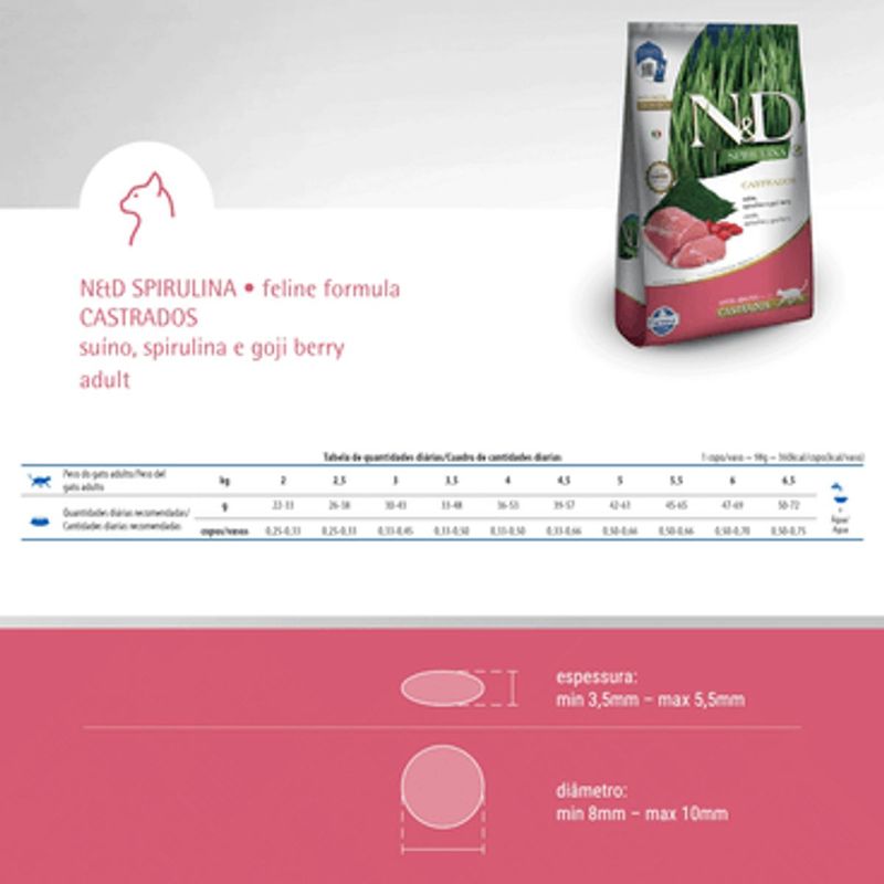 Ra  o Seca N D Spirulina para Gatos Adultos Castrados Su no  Spirulina e Goji Berry 1 5kg 9
