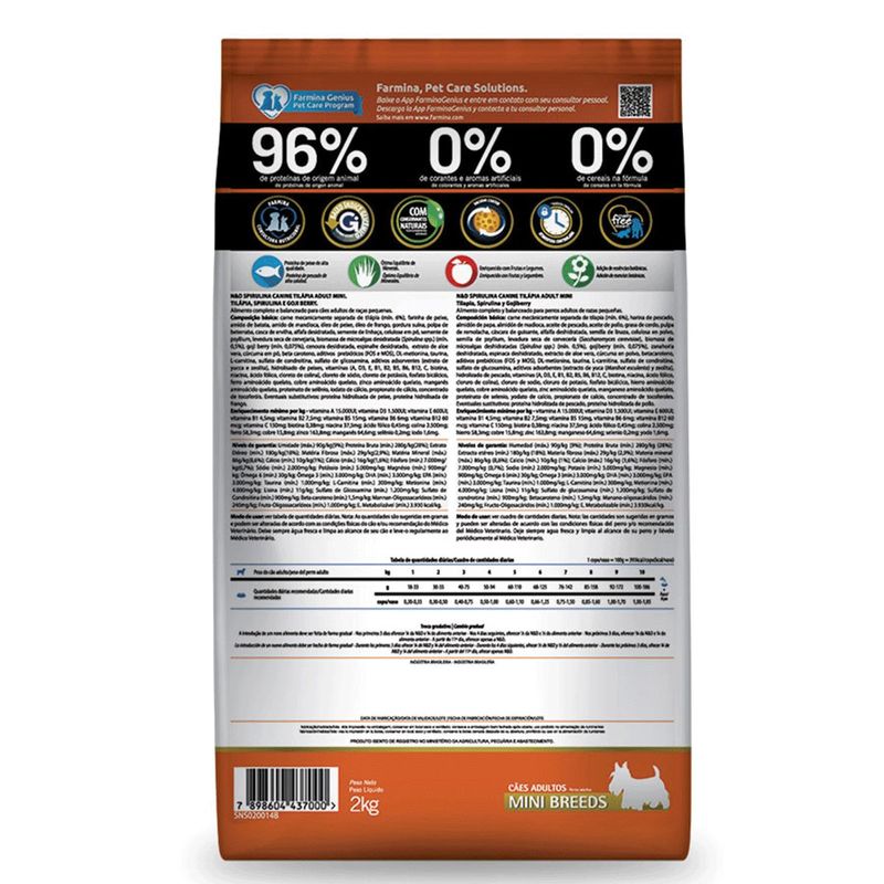 Ra  o Seca N D Spirulina para C es Adultos Porte Mini Til pia  Spirulina e Goji Berry 2kg 4