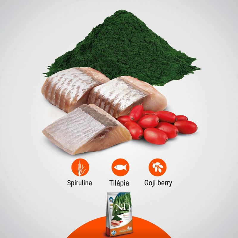 Ra  o Seca N D Spirulina para C es Adultos Porte Mini Til pia  Spirulina e Goji Berry 2kg 6