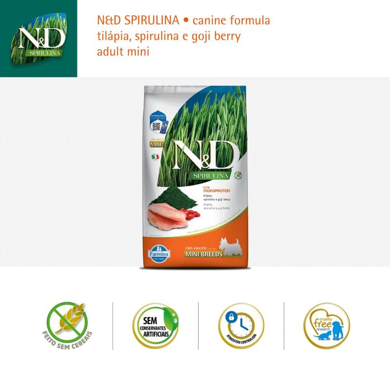 Ra  o Seca N D Spirulina para C es Adultos Porte Mini Til pia  Spirulina e Goji Berry 2kg 7