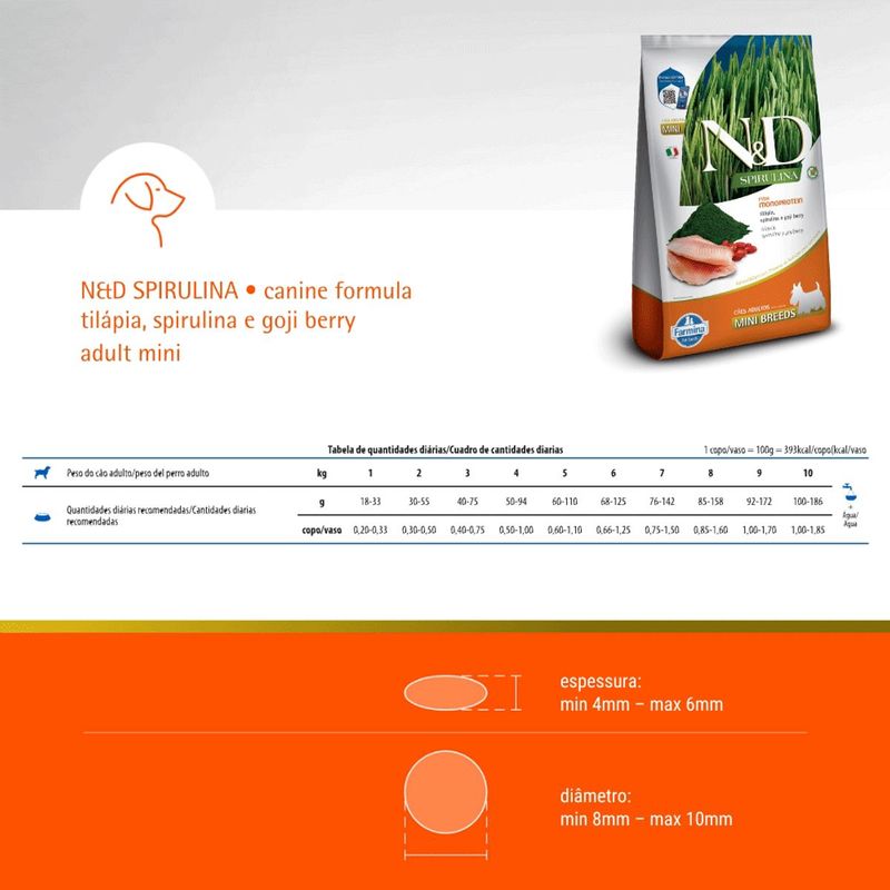 Ra  o Seca N D Spirulina para C es Adultos Porte Mini Til pia  Spirulina e Goji Berry 2kg 8