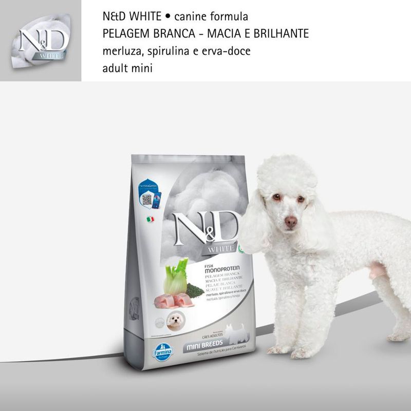 Ra  o Seca N D White para C es Adultos Porte Mini Merluza  Spirulina e Erva Doce 2kg 9
