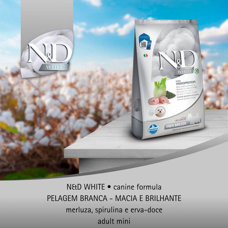 Ra  o Seca N D White para C es Adultos Porte Mini Merluza  Spirulina e Erva Doce 2kg 10