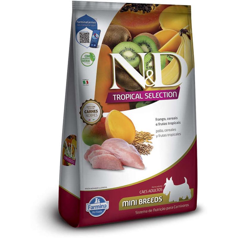 Ra  o Seca N D Tropical Selection para C es Adultos Porte Mini Frango  Cereais e Frutas Tropicais 2 5kg 1