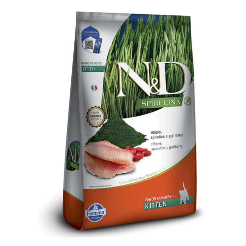 Ra  o Seca N D Spirulina para Gatos Filhotes Til pia  Spirulina e Goji Berry 1 5kg 0