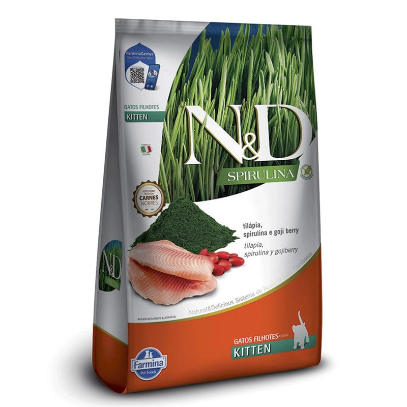 Ra  o Seca N D Spirulina para Gatos Filhotes Til pia  Spirulina e Goji Berry 1 5kg 1