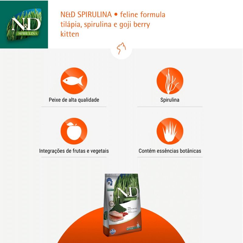 Ra  o Seca N D Spirulina para Gatos Filhotes Til pia  Spirulina e Goji Berry 1 5kg 7