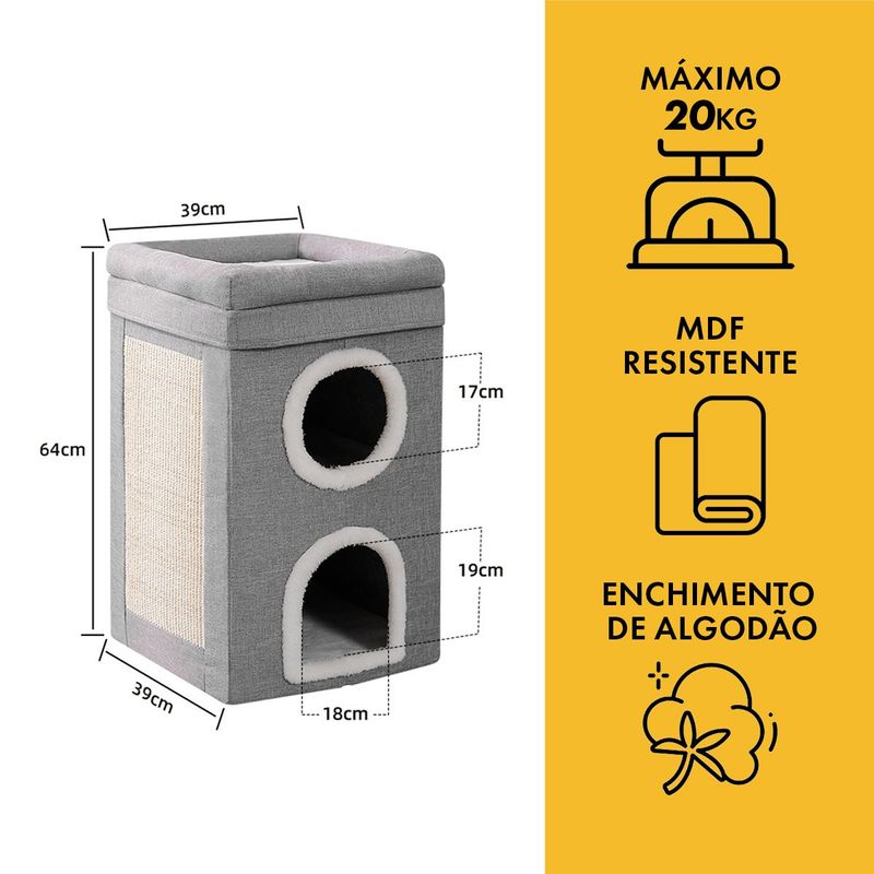Casa Cama Animaux Arranhador 03 Andares para Gatos Cinza 1